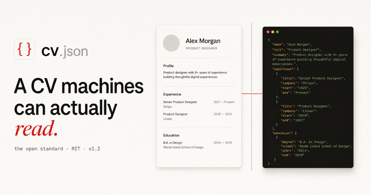 cv.json · A Machine-Readable CV Standard for AI Recruiters and ATS